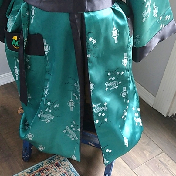 VTG EMBROIDERED DRAGON REVERSIBLE KIMONO ROBE XL - Picture 8 of 10